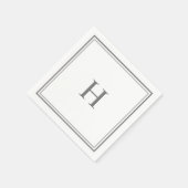 シンプルクラシックグレイ縁どモノグラム スタンダードカクテルナプキン (角)