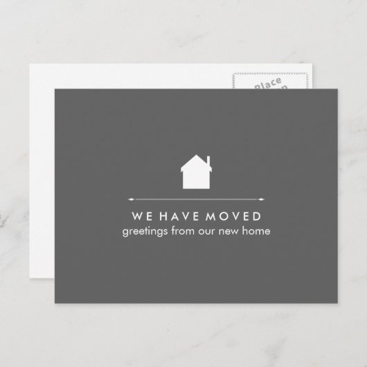 シンプルクラシックグレーアンドホワイトハウスニューアドレス 案内ポストカード (正面/裏面)