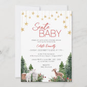 シンプルクラシックサンタベビーシャワー 招待状 (正面)