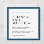 シンプルクラシックスクエアネイビーアンドホワイト結婚ズ 招待状 (正面)