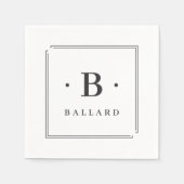 シンプルクラシックスクエアモノグラム&名前 スタンダードカクテルナプキン (正面)