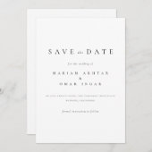 シンプルクラシックスクリプト白黒結婚の セーブザデート (正面/裏面)