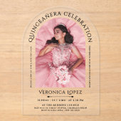 シンプルクラシックスタイリッシュQuince写真と黒Typo アクリル招待状 (正面)