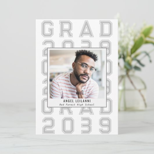 シンプルクラシックスポーツ卒業写真上級卒業 案内状 (スタンド正面)