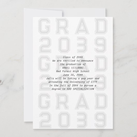 シンプルクラシックスポーツ卒業写真上級卒業 案内状 (裏面)