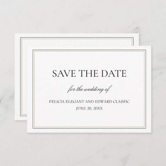 シンプルクラシックセーブ・ザ・デート案内カード 出欠カード (正面/裏面)