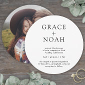 シンプルクラシックタイポグラフィと写真ミニマル結婚s 招待状