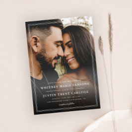 シンプルクラシックタイポグラフィ写真結婚の 招待状