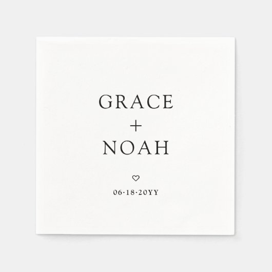 シンプルクラシックタイポグラフィ名モダン結婚の スタンダードカクテルナプキン (正面)