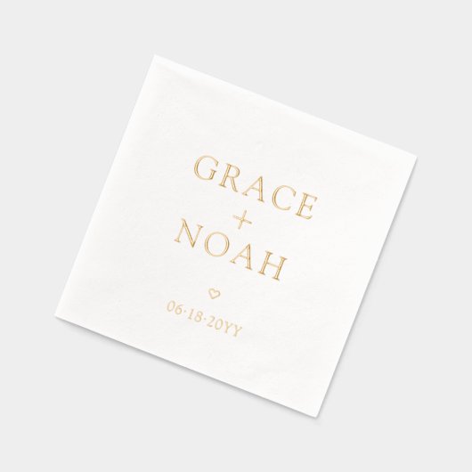 シンプルクラシックタイポグラフィ名モダン結婚の 箔ナプキン (左)