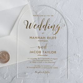 シンプルクラシックタイポグラフィ結婚アーチ アクリル招待状