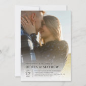 シンプルクラシックタイポグラフィ2写真QRコード結婚s 招待状 (正面)