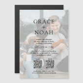 シンプルクラシックタイポグラフィ2写真QR RSVPの結婚 マグネット招待状 (正面/裏面)