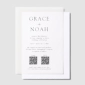 シンプルクラシックタイポグラフィQR RSVPのオ結婚ーバーレイ ベラム紙招待状 (オフセット)