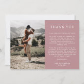 シンプルクラシックダスティバラピンク2フォト結婚ズ サンキューカード (正面)