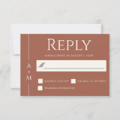 シンプルクラシックテラコッタモノグラムエレガントRSVP 出欠カード (正面)