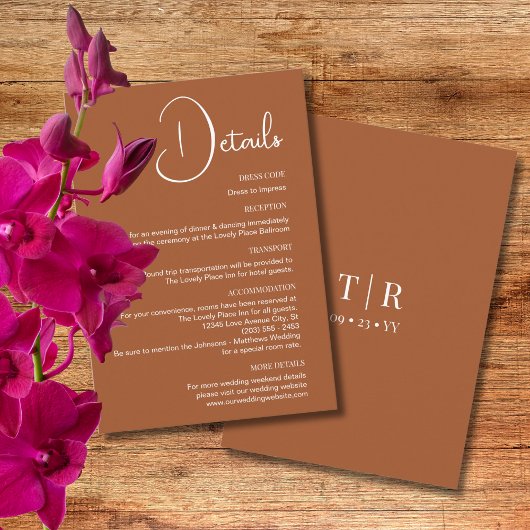 シンプルクラシックテラコッタ結婚の詳細 エンクロージャーカード