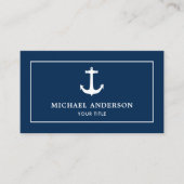 シンプルクラシックネイビーブルーホワイト航海のいかり 名刺 (正面)