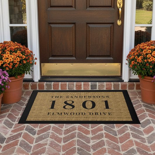 シンプルクラシックハウスナンバー&アドパーソナライズされたレス ドアマット