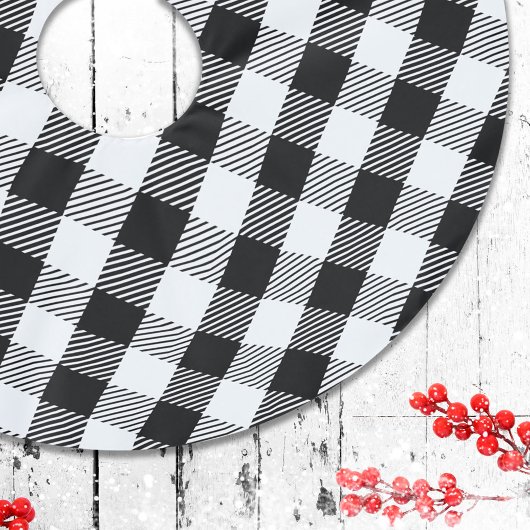 シンプルクラシックバッファロー白黒パターン ブラッシュドポリエステルツリースカート