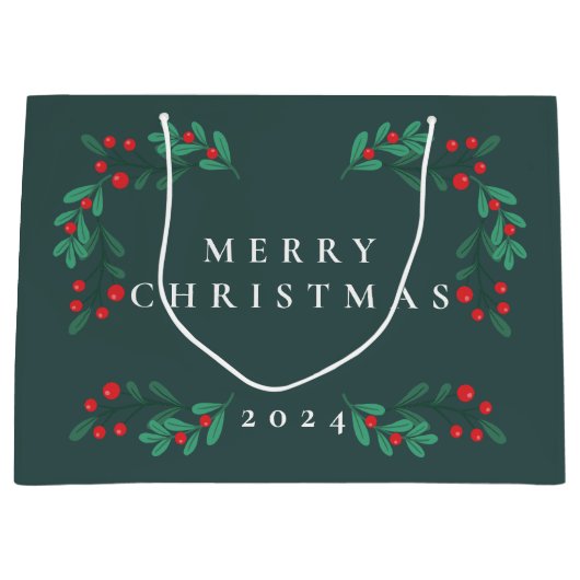 シンプルクラシックフローラフレームホリデイ抱き枕 ラージペーパーバッグ (正面)