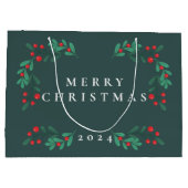 シンプルクラシックフローラフレームホリデイ抱き枕 ラージペーパーバッグ (裏面)