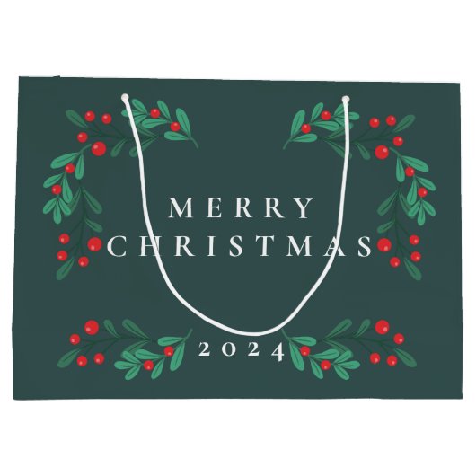 シンプルクラシックフローラフレームホリデイ抱き枕 ラージペーパーバッグ (裏面)