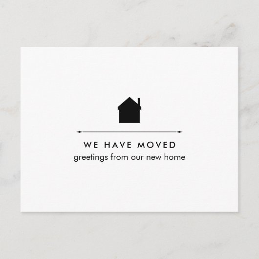 シンプルクラシックブラックアンドホワイトハウス |新しいアドレス 案内ポストカード (正面)