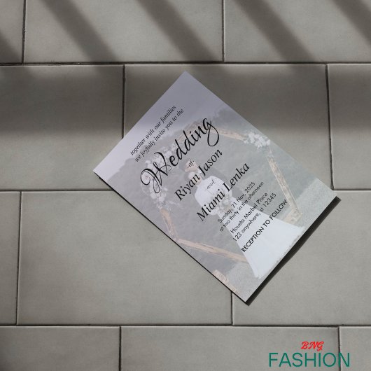 シンプルクラシックブラック&ホワイトオーバーレイフォト結婚ズ 招待状