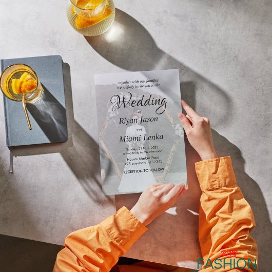 シンプルクラシックブラック&ホワイトオーバーレイフォト結婚ズ 招待状