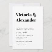 シンプルクラシックブラック&ホワイト結婚ズ 招待状 (正面)