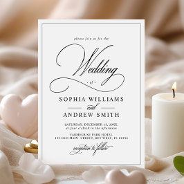 シンプルクラシックブラック&ホワイト結婚ズ 招待状