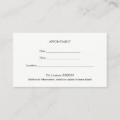 シンプルクラシックプロフェッショナルアポイントメントカード 予約カード (裏面)