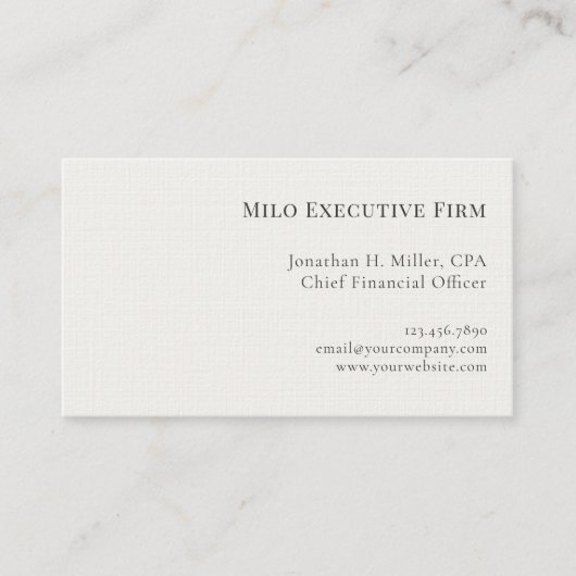 シンプルクラシックプロフェッショナルリネン 名刺 (正面)