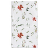 シンプルクラシックポインセティアベリーグリーンクリスマスクリスマス スモールペーパーバッグ (裏面)