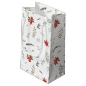 シンプルクラシックポインセティアベリーグリーンクリスマスクリスマス スモールペーパーバッグ (裏面アングル)