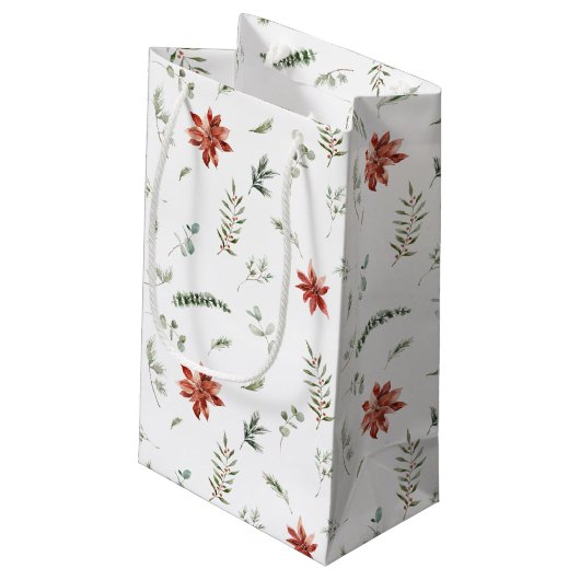 シンプルクラシックポインセティアベリーグリーンクリスマスクリスマス スモールペーパーバッグ (裏面アングル)