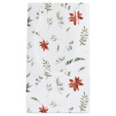 シンプルクラシックポインセティアベリーグリーンクリスマスクリスマス スモールペーパーバッグ (正面)