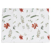 シンプルクラシックポインセティアベリーグリーンクリスマスクリスマス ラージペーパーバッグ (正面)