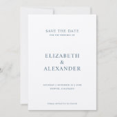 シンプルクラシックミニマリストダスティブルー結婚ズ セーブザデート (正面)