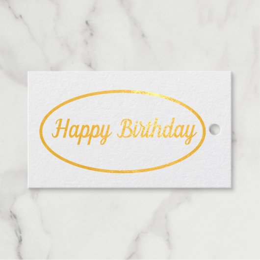シンプルクラシックミニマルハッピーバースデーギフトラベル ギフトタグ (正面 (横))