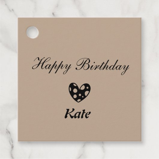 シンプルクラシックミニマルハッピーバースデーギフトラベル フェイバータグ (正面)