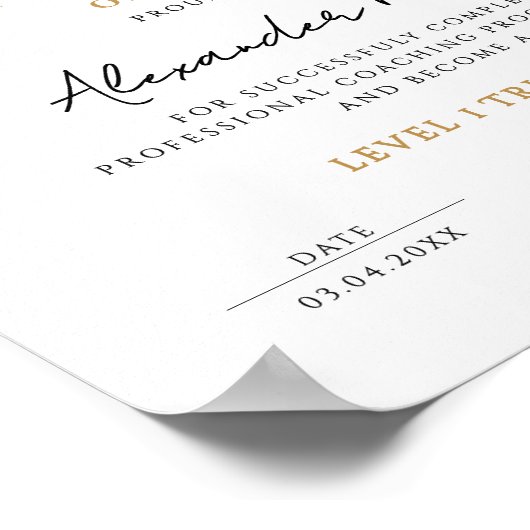 シンプルクラシックミニマル白黒グラードディプロマ ポスター (角)