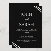 シンプルクラシックミニマル黒白結婚の 招待状 (正面/裏面)