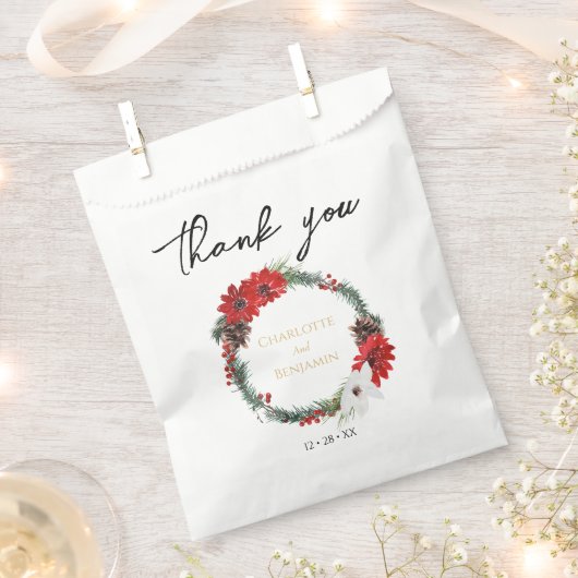シンプルクラシックモダン結婚クリスマス フェイバーバッグ (クリップ留めされた状態)