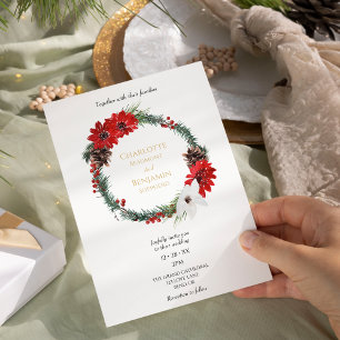 シンプルクラシックモダン結婚クリスマス 招待状