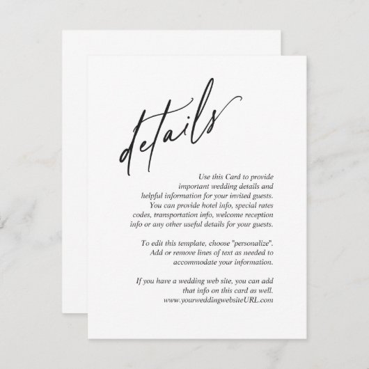 シンプルクラシックモダン結婚詳細 エンクロージャーカード (正面/裏面)