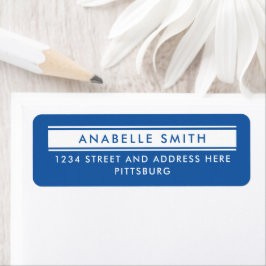 シンプルクラシックモノクロームブルー差出人住所型 ラベル