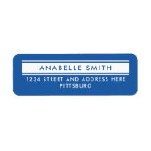 シンプルクラシックモノクロームブルー差出人住所型 ラベル (正面)