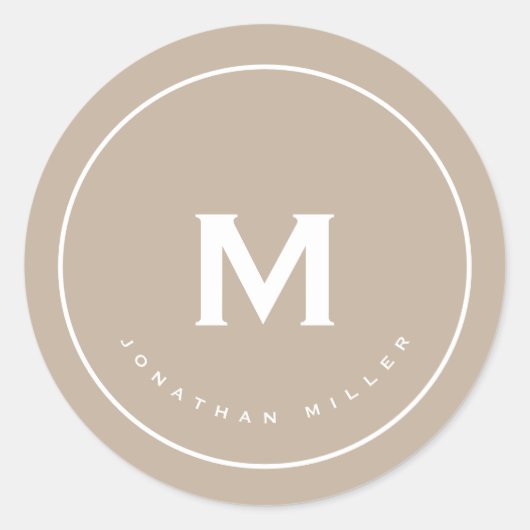 シンプルクラシックモノグラムベージュ ラウンドシール (正面)